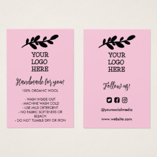 Instruktioner för Tvättat av rosa Handmade  Social Visitkort