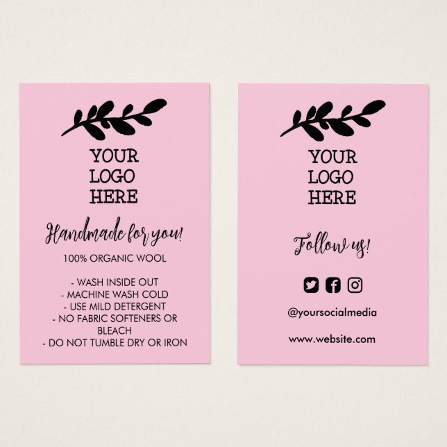 Instruktioner för Tvättat av rosa Handmade  Social Visitkort (Framsida & baksida)
