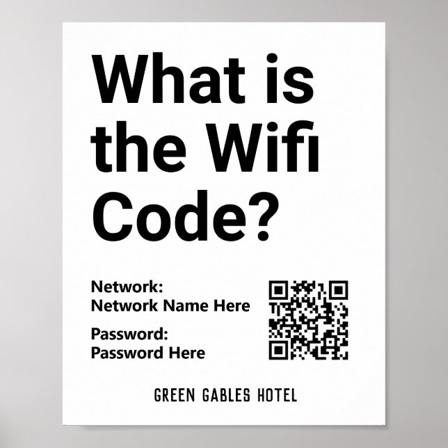 Instruktioner för WiFi-kod plus QR-kod på en Poster (Framsidan)
