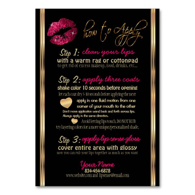 Instruktioner, tips och knep för Shock rosa Glitte Bordsnummer (Framsidan)