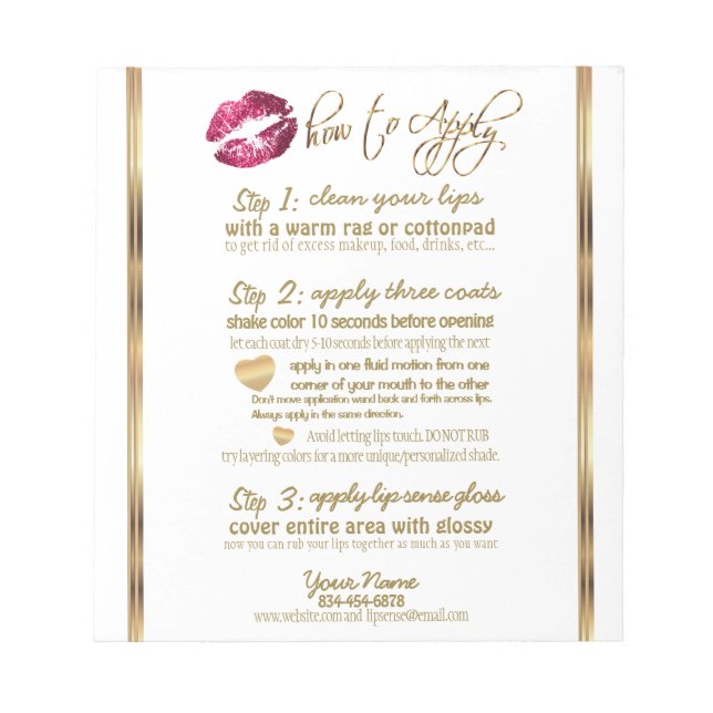 Instruktioner 💋 vitboken om shock rosa Glitter Anteckningsblock (Framsida)