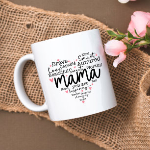 Instruktionshjärtningar för Mamma Gift Mamma-skrip Jumbo Mugg