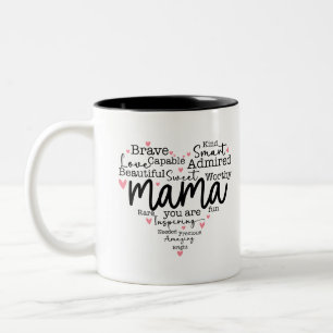 Instruktionshjärtningar för Mamma Gift Mamma-skrip Två-Tonad Mugg