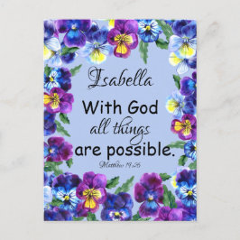 Instruktionskort för bibel Verse Blommigt Namn Vykort