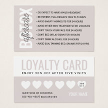 Instruktionskort för Botox Filler Injektion Efterv