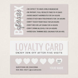 Instruktionskort för Botox Filler Injektion Efterv Visitkort