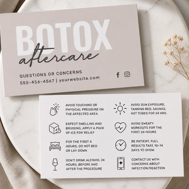 Instruktionskort för Botox Filler Injektion Efterv Visitkort (Skapare uppladdad)