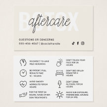 Instruktionskort för Botox Filler Injektion Efterv