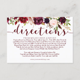 Instruktionskort för Burgundy Blommigt Bröllop Tilläggskort