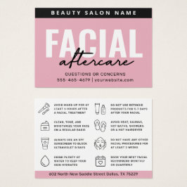 Instruktionskort för Färg Rosa Face Aftercare Visitkort