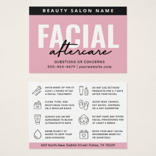 Instruktionskort för Färg Rosa Face Aftercare Visitkort
