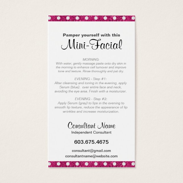 Instruktionskort för miniansikte visitkort (Framsidan)