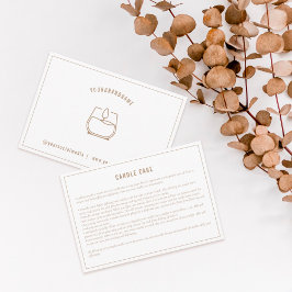 Instruktionskort för neutralt Beige Candle Care Tack Kort