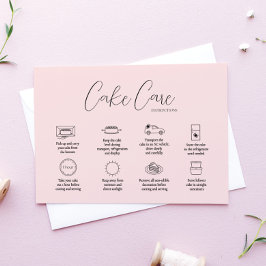 Instruktionskort för rosa Cake Care Anteckningskort