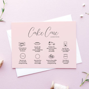 Instruktionskort för rosa Cake Care Anteckningskort