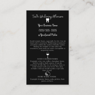 Instruktionskort för teeth Whitening-eftervård Visitkort