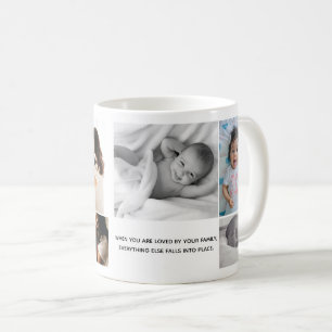Instruktionsmeddelande för familjefotsamling för h kaffemugg