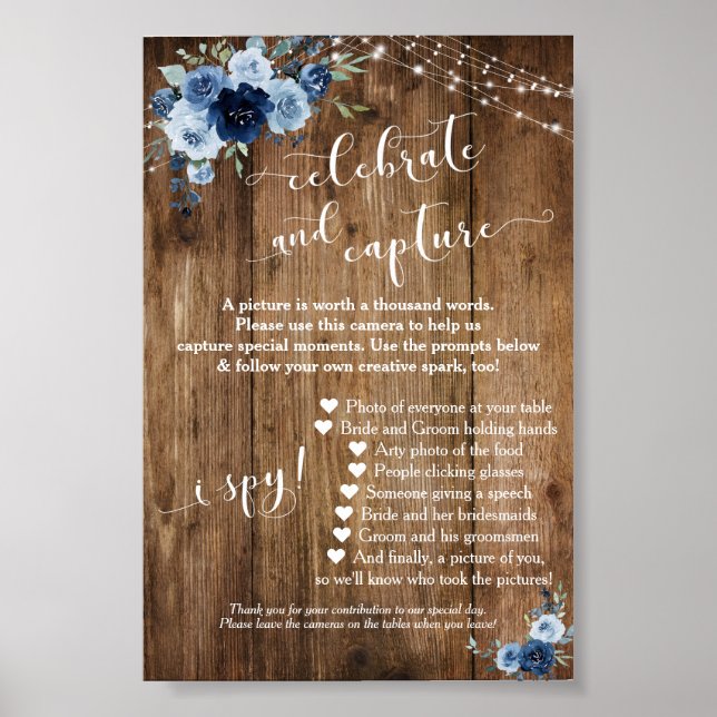 Instruktionstecken för blommigt Blue Disposable Ca Poster (Framsidan)