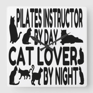 Instruktör för Cat Lover Pilates Fyrkantig Klocka