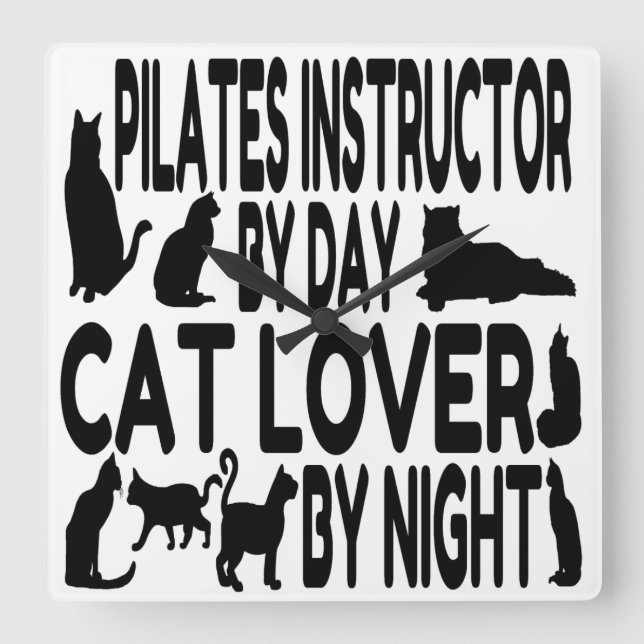 Instruktör för Cat Lover Pilates Fyrkantig Klocka (Framsida)