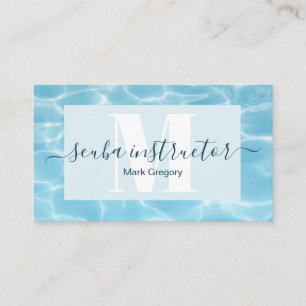 Instruktör för Dyka av elegant Blue Monogram Visitkort
