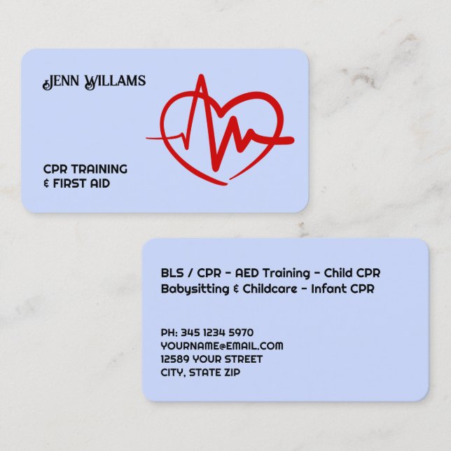 Instruktör för första hjälpen visitkort (Fram/baksida)