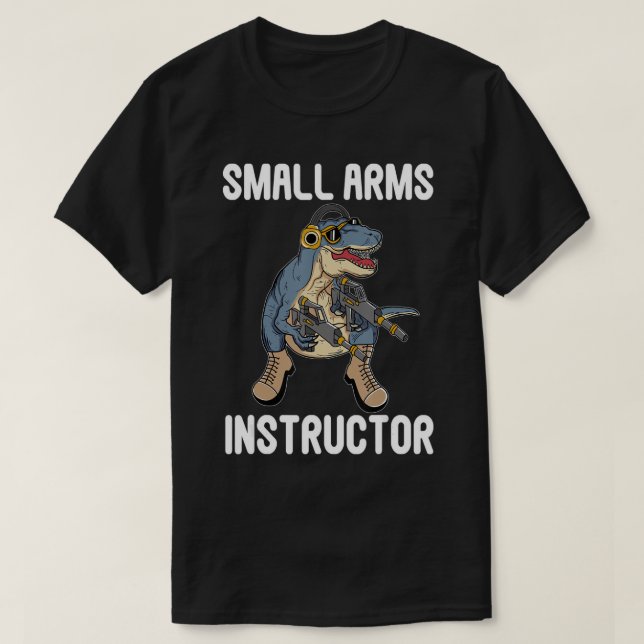 Instruktör för liten Arm Rex Dinosaur Gun för skju T Shirt (Design framsida)