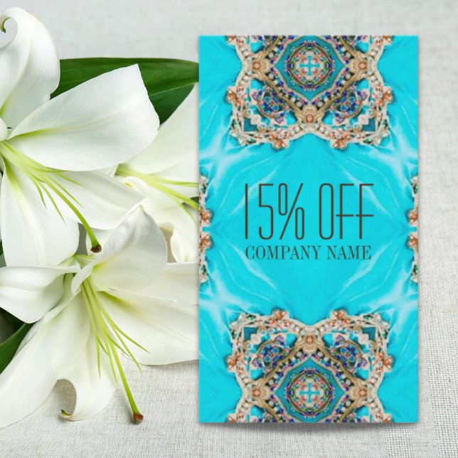 instruktör för turkos bohemian henna Mönster Yoga Rabattkort (turquoise bohemian henna Pattern Yoga Instructor Discount Card)
