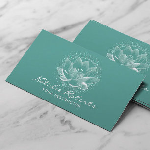 Instruktör i Lotus Flower Teal Hälsa Yoga Visitkort
