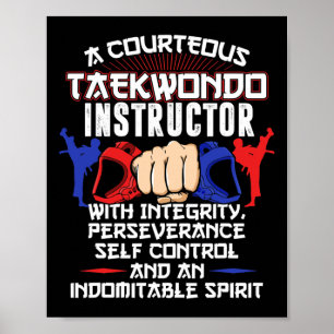Instruktör Taekwondo Gift 5 Tenets Oath Bälte Leve Poster