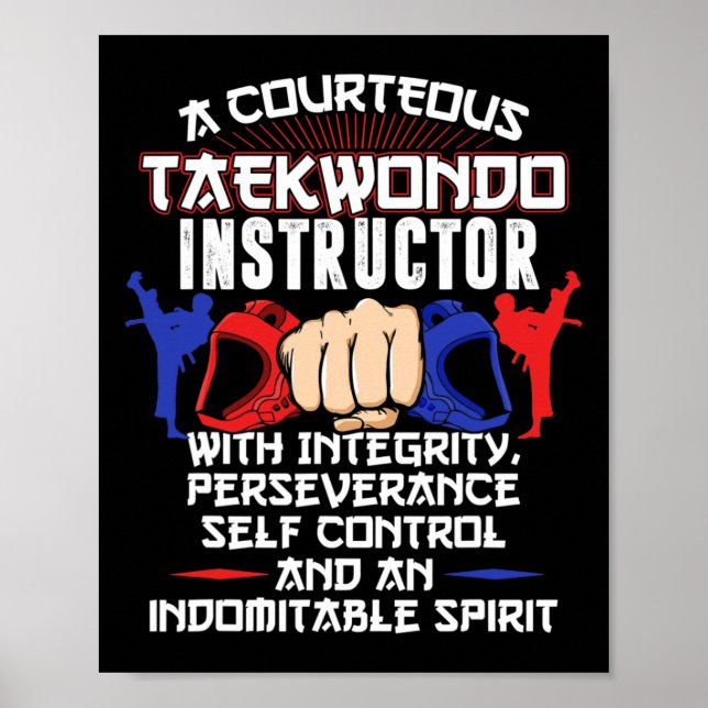 Instruktör Taekwondo Gift 5 Tenets Oath Bälte Leve Poster (Framsidan)