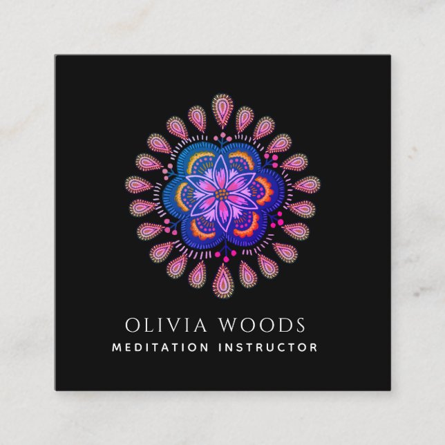 Instruktur för Mandala-meditation Fyrkantigt Visitkort (Framsida)