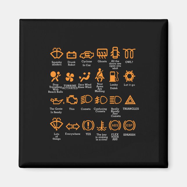 Instrumentpanelsikoner Kaffe Mugg Car Guy Car Älsk Magnet (Framsidan)