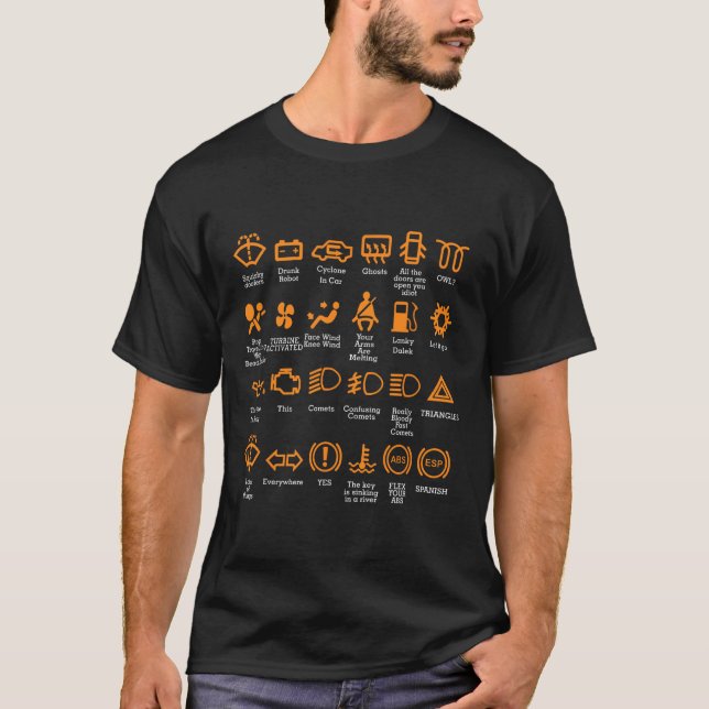 Instrumentpanelsikoner Kaffe Mugg Car Guy Car Älsk T Shirt (Framsida)