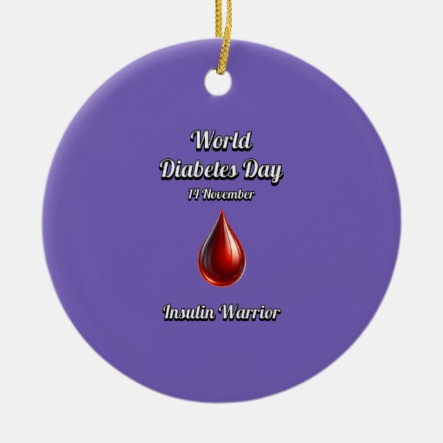 Insulin Warrior. Världsdiabetesdagen. Julgransprydnad Keramik (Framsidan)
