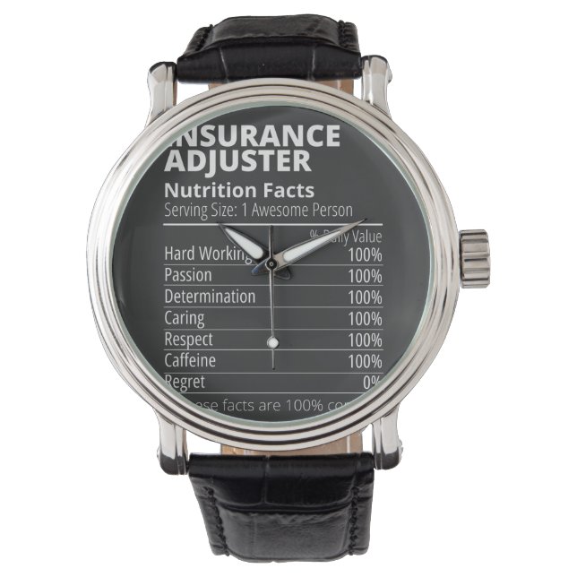 Insurance Adjuster Nutrition Facts Funny Armbandsur (Framsida)
