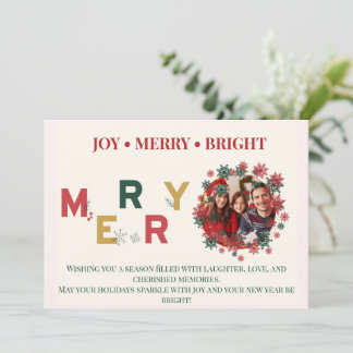 Insvept i glädje knuten med Merry Christmas Foto Julkort
