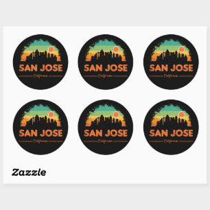 intage San Jose City Skyline Retro Sunset 70 s Runt Klistermärke