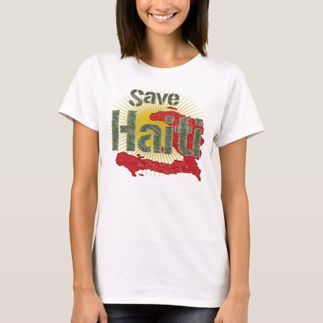 Intäkter går till RED KOR - Spara Haiti (Grönt) - Tee Shirt (Framsida)