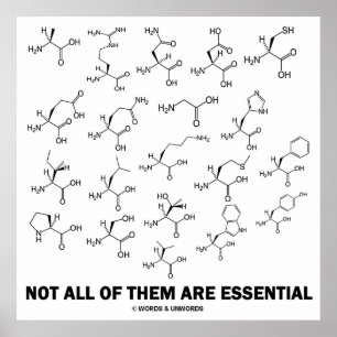 Inte alla dessa är nödvändiga (20 aminosyror) poster