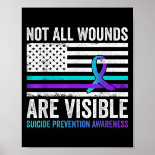 Inte Alla Sår Är Synliga Amerikansk Flagga Självmo Poster
