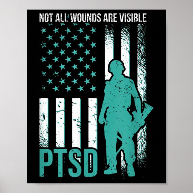 Inte Alla Sår Är Synliga - PTSD-Medvetenhet  Poster (Framsidan)