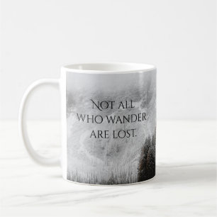 Inte alla som vandrar, monokroma skogar, berg. kaffemugg