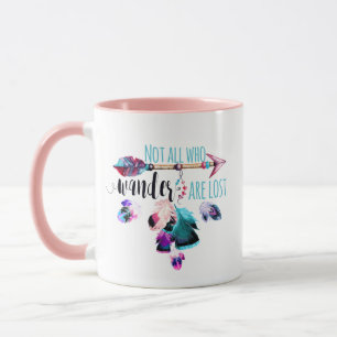 Inte alla som vill är Borttappad Bohemian Wanderlu Mugg