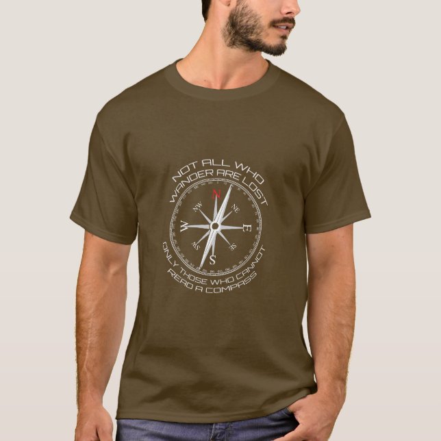 Inte alla som vill är Borttappad - kompass T Shirt (Framsida)