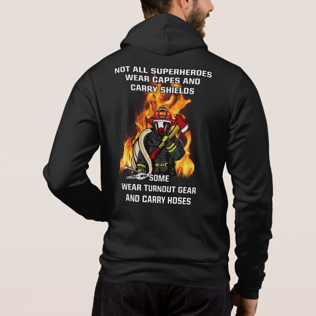 Inte alla superhjältar...brandman t shirt (Baksida)