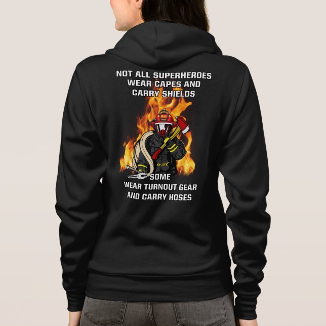 Inte alla superhjältar...brandman t shirt (Baksida)