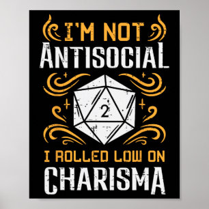 Inte anti-social låg karisma rolig rpg-spelare män poster