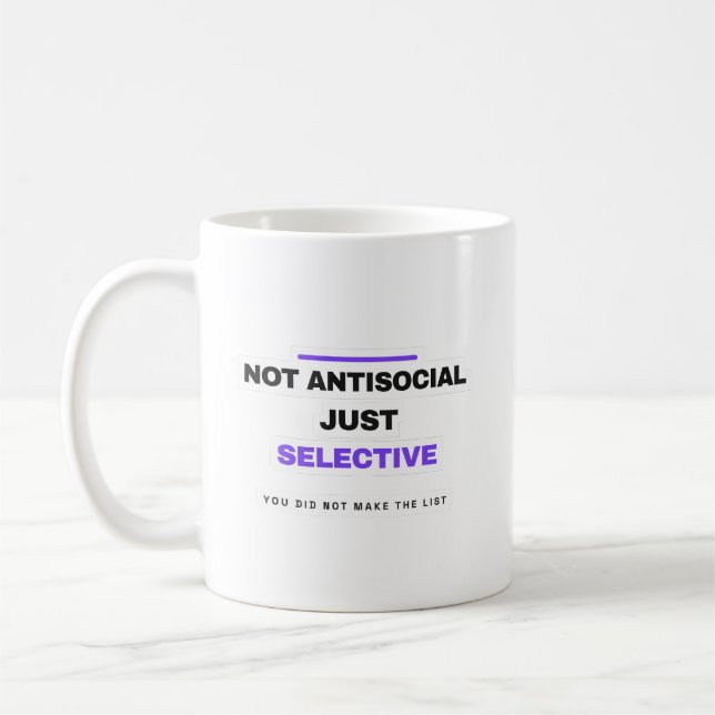 Inte Antisocial Bara Selektiv Rolig Mugg (Vänster)