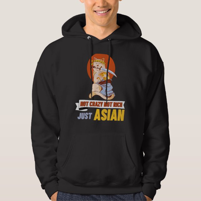 Inte arg, inte Rik, bara asiatisk katt med Samurai Hoodie (Framsida)